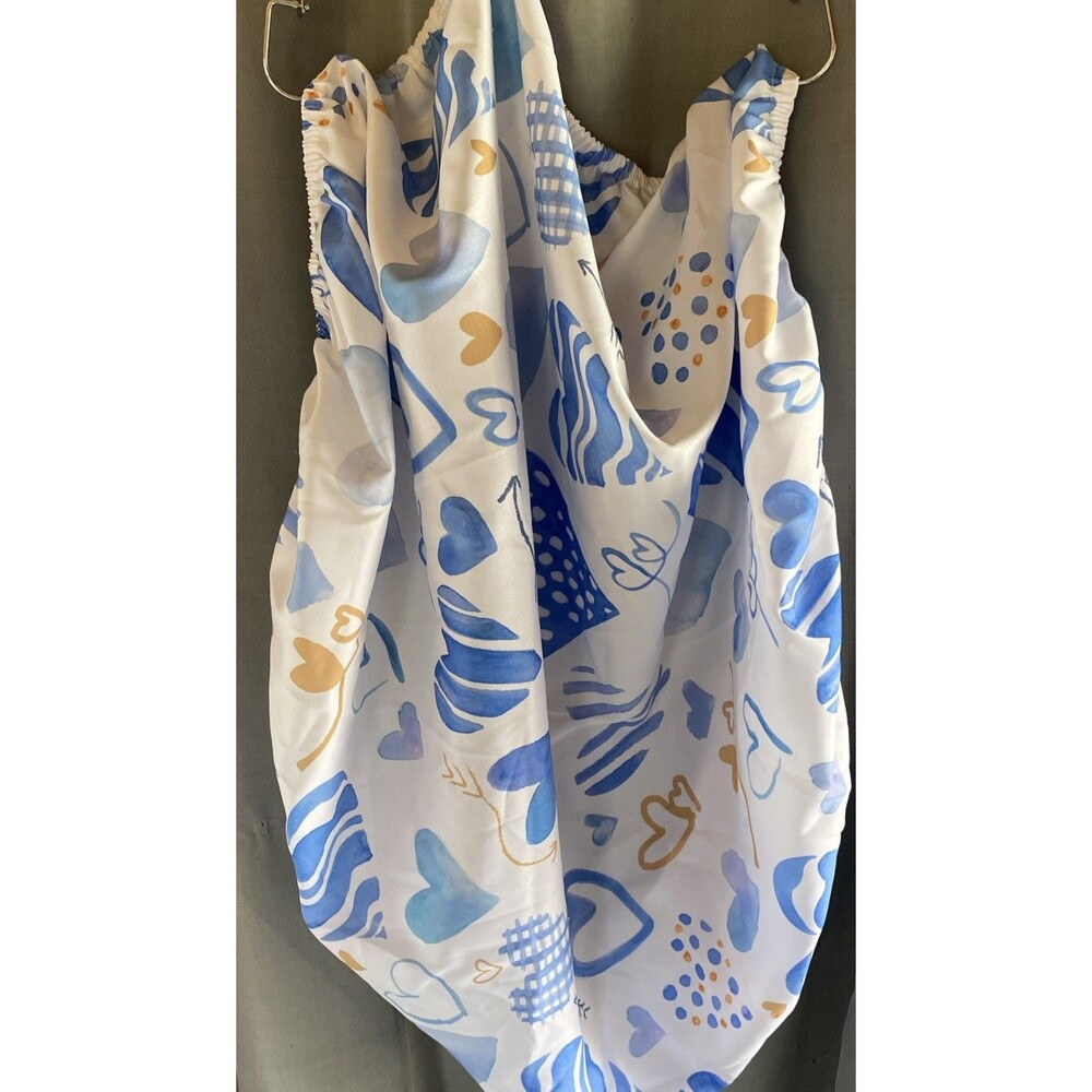 Elastic Blue Love Tablecloths Romantic Heart Tablecloth Fits Tables Up To 36-44 - Picture 2 of 5